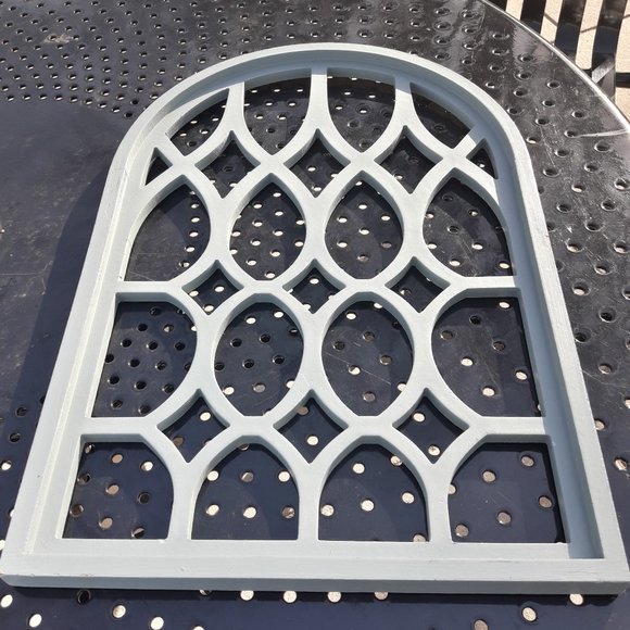 Wooden Arch Wall Hanging Turquoise Teal Arched Wall Decor Window Art Solid Color - Picture 1 of 12